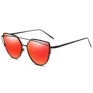 Cat Eye Women Sunglasses Fashion Brand Design Mirror Sun glasses For Women Vintage Female Metal Eyewear Shades Oculos De Sol