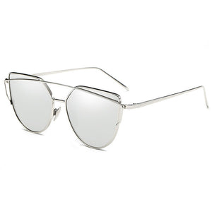 Cat Eye Women Sunglasses Fashion Brand Design Mirror Sun glasses For Women Vintage Female Metal Eyewear Shades Oculos De Sol